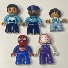 LEGO Duplo Figure Lot Of 5:  Ghost Spider (Gwen Stacy) Spider Man Police Kid