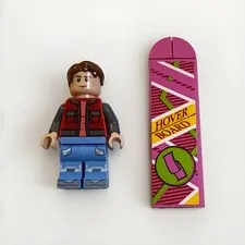 LEGO 10300 Back To The Future Marty Mcfly Minifigure With HOVERBOARD Rare EUC