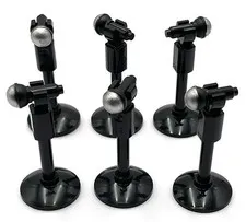 Lego 6 New Black Minifigure Utensil Microphones w/ Silver Top Full Screen Stand