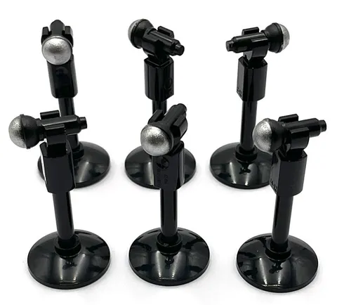 Lego 6 New Black Minifigure Utensil Microphones w/ Silver Top Full Screen Stand