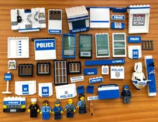 Lego POLICE station Walls Hoods Parts Lot door window minifigures motorcycle +