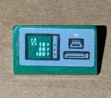 LEGO GREEN 30 SLOPE 1x2x 2/3 ATM Pattern Town Bank Terminal Part # 85984pb227