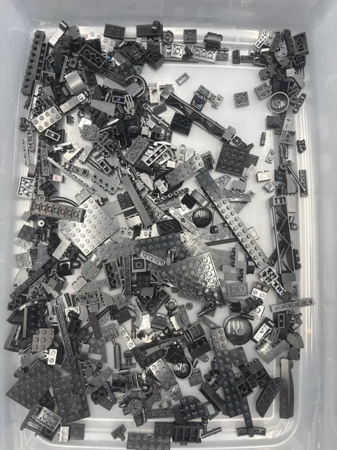 1 lb. Bulk Mixed Black Legos - standard blocks and unique pieces (Lot H)