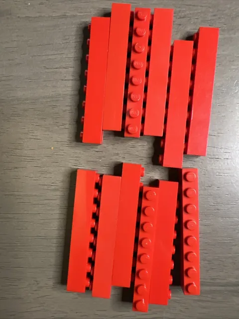 Lego 3008 Red Brick 1x8 - 12 Pieces Dented