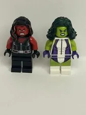 Lego Marvel Superheroes SHE-HULKs RED & GREEN  Minifigure Figure From Set 76078