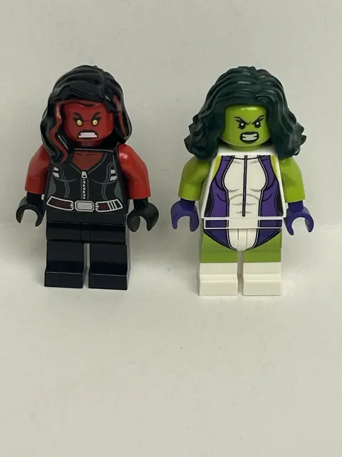 Lego Marvel Superheroes SHE-HULKs RED & GREEN  Minifigure Figure From Set 76078