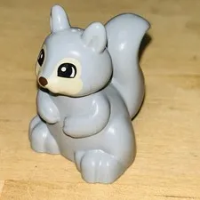 Lego Duplo Grey Gray Squirrel Black Eyes Forest Backyard Animal Pet