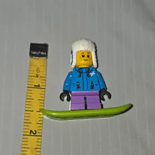 LEGO Minifigures Snowboarder Minifigure w/ Green Snowboard, Blue Jacket
