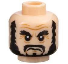 Minifigure, Head PotC Black Bushy Eyebrows, Beard, and Moustache, Med - New LEGO