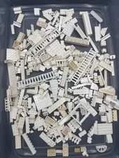 1 lb. Bulk Mixed White Legos - standard blocks and unique pieces (Lot M)