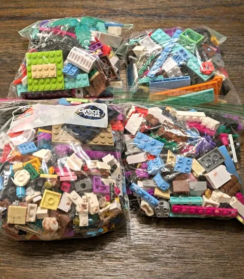LEGO Bulk Lot Mixed Bricks, Pieces & Parts Multicolor in Multiple Bags 2lb