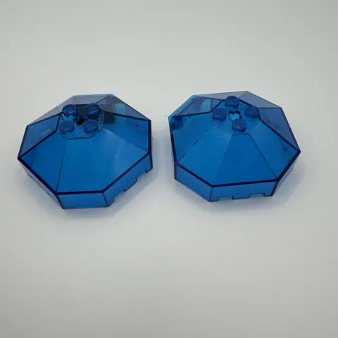 LEGO Trans-Dark Blue Windscreen 6 x 6 x 2 Octagonal Canopy with Axle Hole 6418b