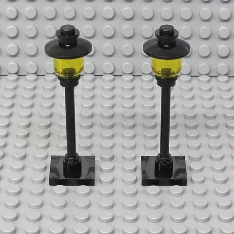 Lot of 2 Lego Street Light Pole Lamp Trans-Yellow Globe Square Base City Town
