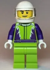 LEGO® Minifigure Town cty1107 Monster Truck Driver Lime Legs and Jacket w/Purple