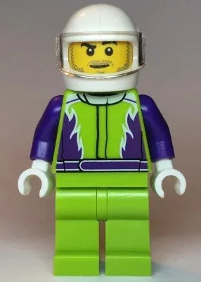 LEGO® Minifigure Town cty1107 Monster Truck Driver Lime Legs and Jacket w/Purple