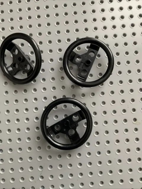 Lego Black Technic, Steering Wheel Large part 2741 lot of 3 pieces
