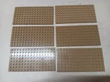 LEGO BULK LOT 6 DARK TAN 8X16 STUD  BASE PLATES #92438 5" x 2.5"