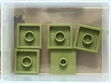 LEGO Parts - Olive Green Plate 2 x 2 1 Stud in Center Jumper - No 87580 - QTY 5