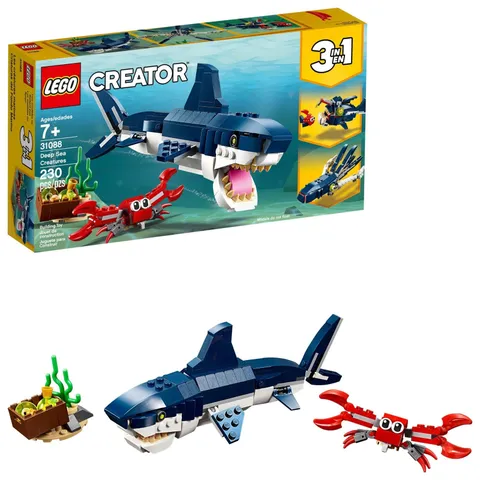 LEGO Creator 3 in 1 Deep Sea Creatures, Transforms from Shark 230, Multicolor