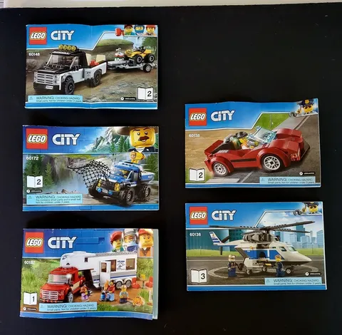 Lot of 5 LEGO Pamphlets Lego City Assorted Instruction Manuals Only (No Bricks)