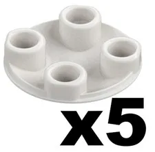 Lego 5 New ROUND PLATES White 2 x 2 with Rounded Bottom Boat Skid Part 2654 WH1