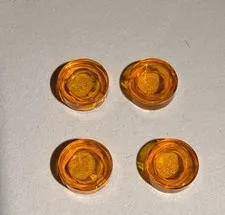 LOT OF 4 Lego 1x1 FLAT ROUND TILE Plate TRANS ORANGE 1 x 1 Pieces Part # 98138