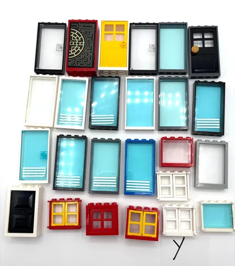 LEGO Bulk lot of 25 Doors Windows frames city town white yellow black red #Y