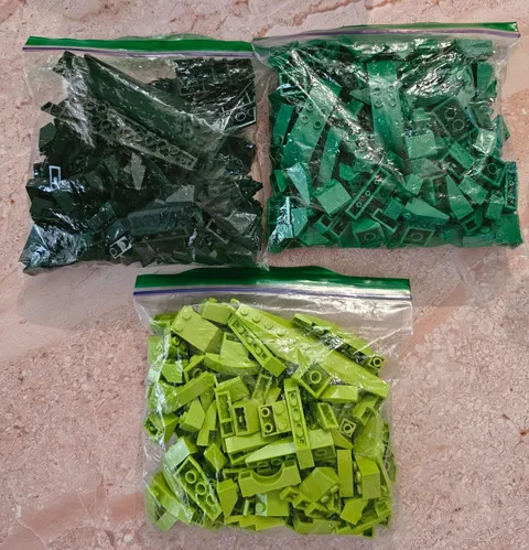 1.2 LBS (525 pcs) LEGO Genuine Bulk Lot GREEN (Lime Dark Medium) No Minifigs