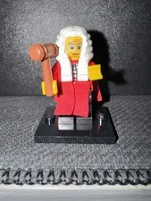 LEGO Minifigures Judge Minifigure w/ Gavel, White Wig & Black Display Stand