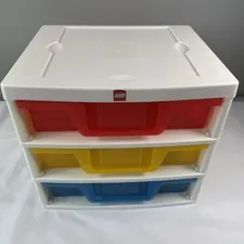 Lego Iris 3 Drawer Storage Container w trays Made in USA Blue Red Yellow Retired