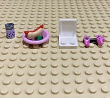 Lego Video Game Setup Gaming Gamer Girl Food Minifigure Utensil Bedroom City Set