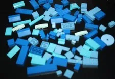 Lego Brick Lot 80 pcs Blue Assorted Shades Light Various Sizes Round   --NNX -=