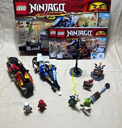 LEGO Ninjago LEGACY “Kai's Blade Cycle & Zane's Snowmobile” 100% COMPLETE 70667