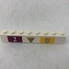 LEGO 3008pb176 White Brick 1 x 8 W/ Trophy, Number 2, & Number 3 Pattern