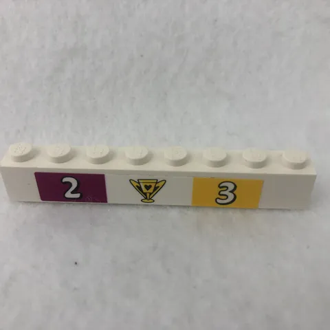 LEGO 3008pb176 White Brick 1 x 8 W/ Trophy, Number 2, & Number 3 Pattern