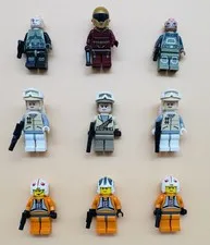 (9) LEGO Star Wars Mixed Rebel Minifigure Lot With Weapons Hoth Troopers Pilots