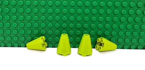 Lego 4 Lime Green 2x2 Round Cone Top Bottom with Studs  NEW