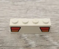 Lego 3010pb003 White Brick 1 x 4 with Red and Orange Car Taillights Pattern READ