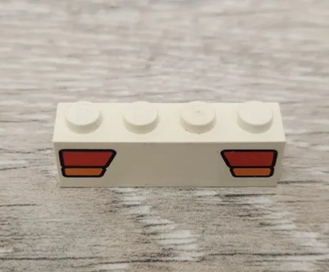 Lego 3010pb003 White Brick 1 x 4 with Red and Orange Car Taillights Pattern READ