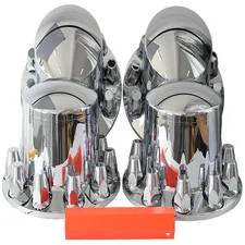 Mrjlk Chrome Abs Complete Axle Cover Set Standard Hub Caps And 33Mm Screw-On