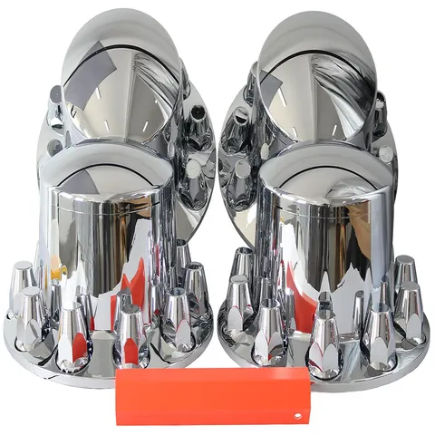 Mrjlk Chrome Abs Complete Axle Cover Set Standard Hub Caps And 33Mm Screw-On
