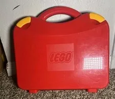 LEGO Red Hard Plastic Carrying Carry Case Storage Box WITH Dividers