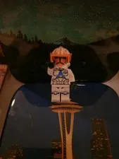 LEGO Minifigure White Armor w/ Orange Helmet White & Blue Figure