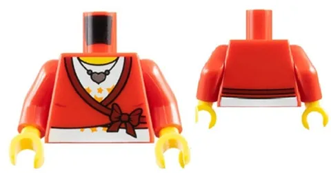 LEGO New FEMALE Minifig TORSO Red Sweater Bow Silver Heart Necklace D328
