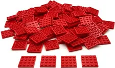 Lego 100 New Red Plates 4 x 4 Stud Parts