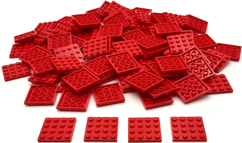 Lego 100 New Red Plates 4 x 4 Stud Parts