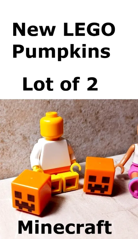New LEGO Pumpkin Square Carved Printed Lot of 2 Minecraft Halloween Jack O