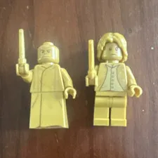 LEGO Gold Minifigure Lot of 2 with Yellow Accessories/Tools, Plastic