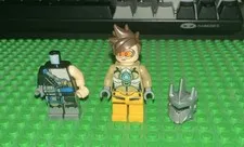 LEGO Overwatch Tracer Minifigure Lot of 2 Figures w/ Armor 5 spike Gray Helmet