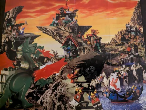 Vintage (1994) LEGO Product CASTLE Black Knights Dragon Sets Poster - RARE
